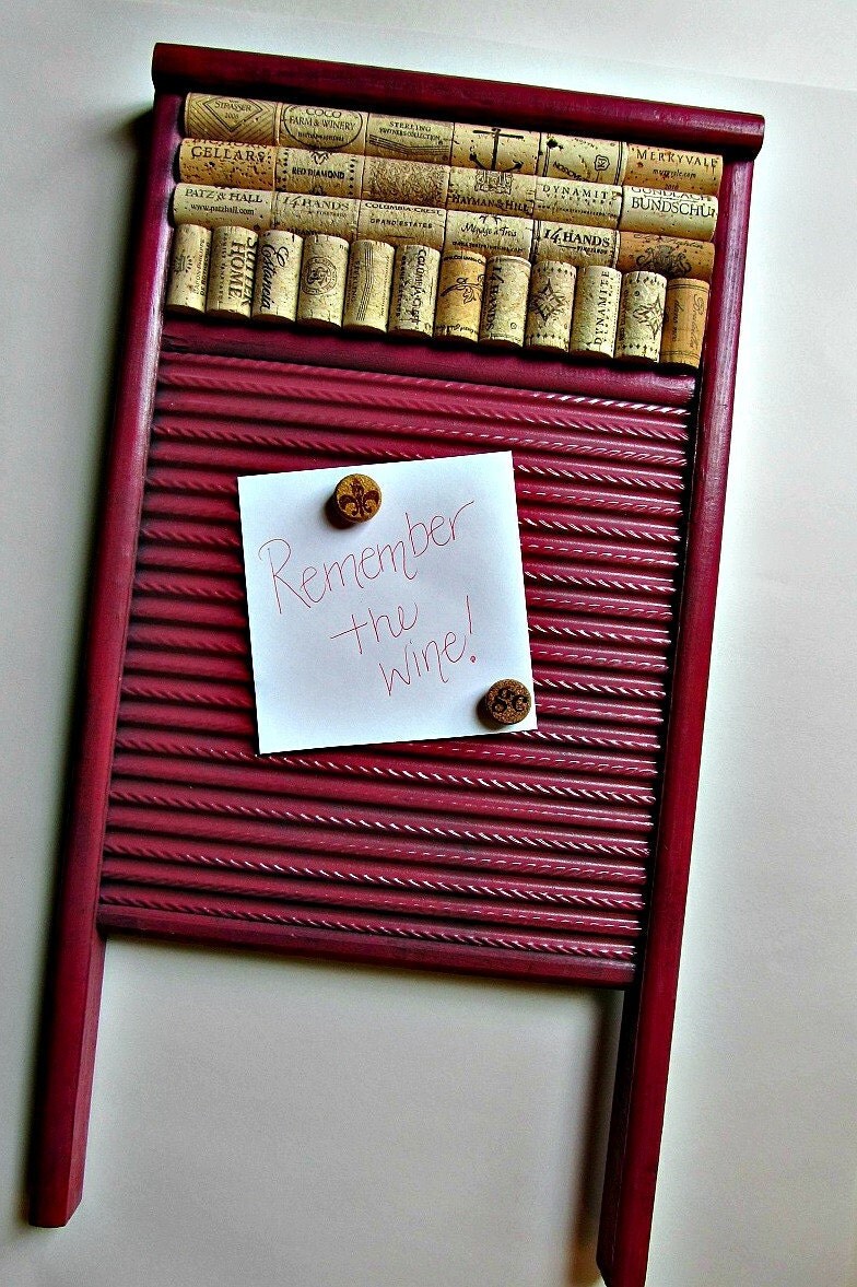 Washboard Wine Cork and Magnet Message Board