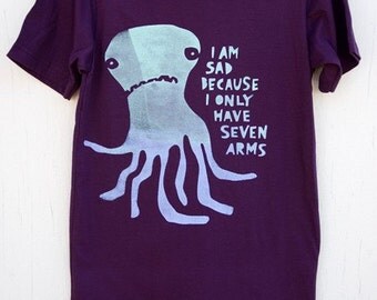 sad sevenarmed octopus mens tshirt printed by mumbletease sad sevenarmed octopus mens tshirt printed by mumbletease