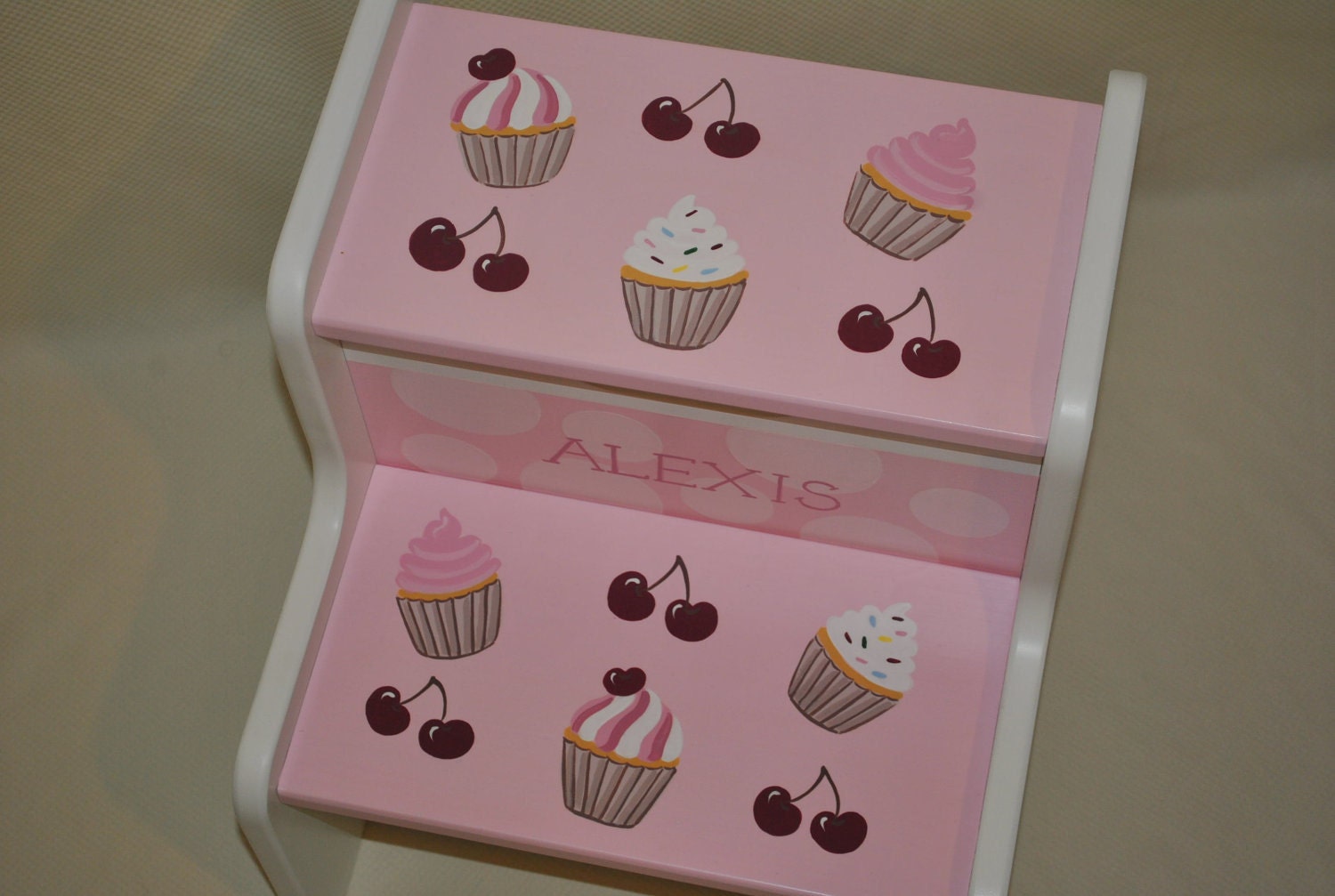 Kids Personalized 2 Step Stool  CUPCAKES