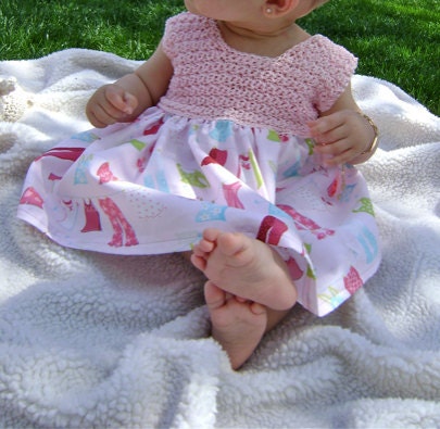 Crochet and Fabric Dress Pattern for Girly Twirly Dress INSTANT DOWNLOAD