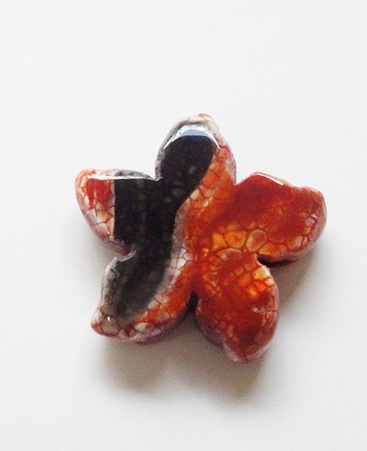 Orange Black Starfish Agate  Large  Crab Fire Agate Starfish  Pendant Under Sea  45mm x45mm