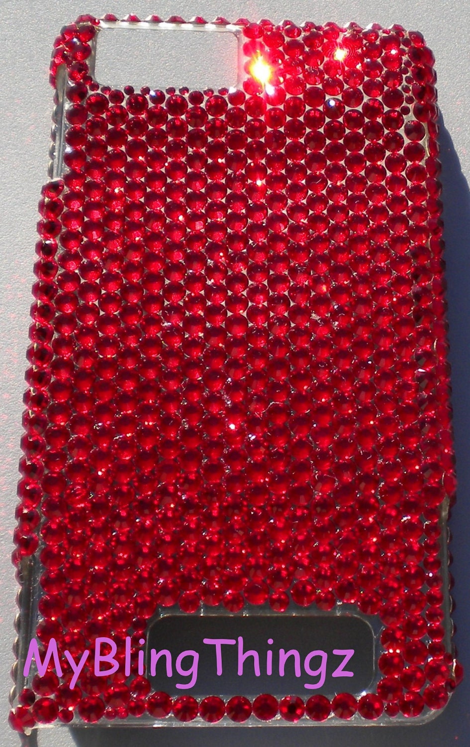 Light Siam Bright Red Crystal Diamond Rhinestone BLING Back Case for Motorola Droid X or X2 handmade using Swarovski Elements
