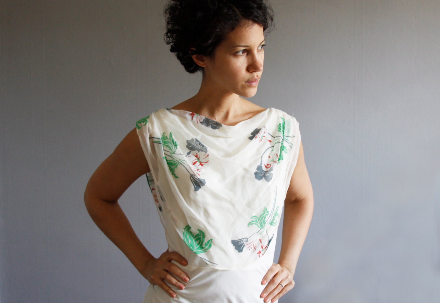 1970's floral goddess dress