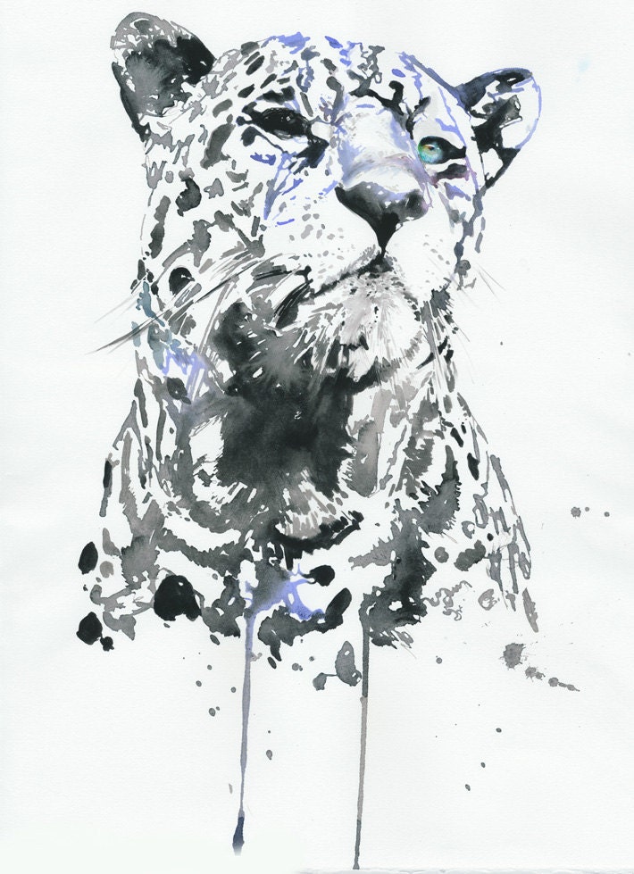 Print of watercolour painting - leopard2