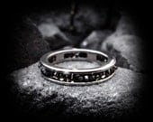 Carpe Diem 14K White Gold Uncut Black Diamond Wedding Band Engagement Ring Rings Jewelry Jewellery CDR-203