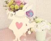 Alice In Wonderland - The White Rabbit  Silhoette Cut Out in Ivory- Shabby Chic