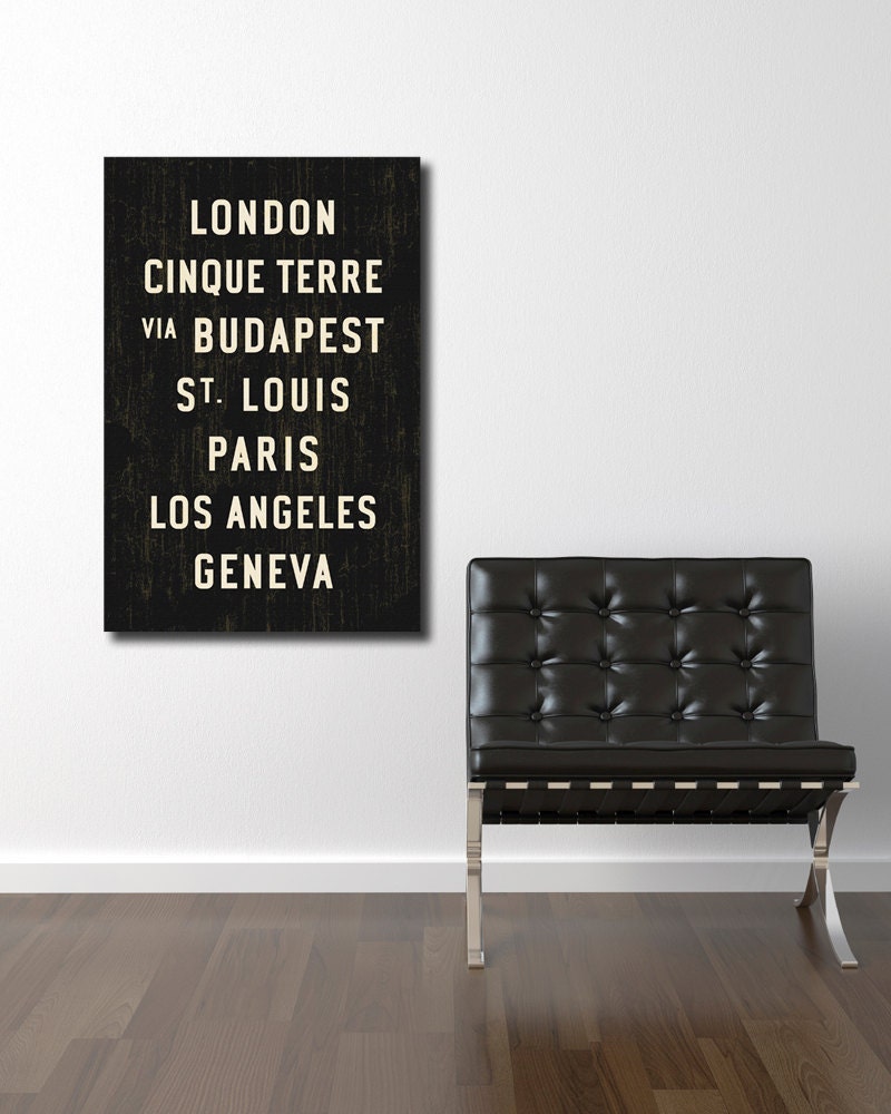 CUSTOM STRETCHED Canvas Bus Scroll Art. Tram & Subway Sign. Typography Poster. 24 x 36