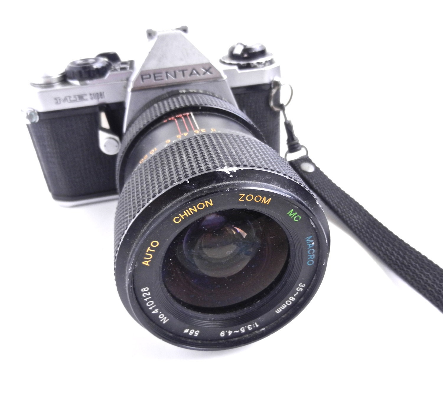 Vintage Pentax ME Super Camera & Macro Lens - Chinon Zoom Lens for Repair or Decor / Close Up Photography