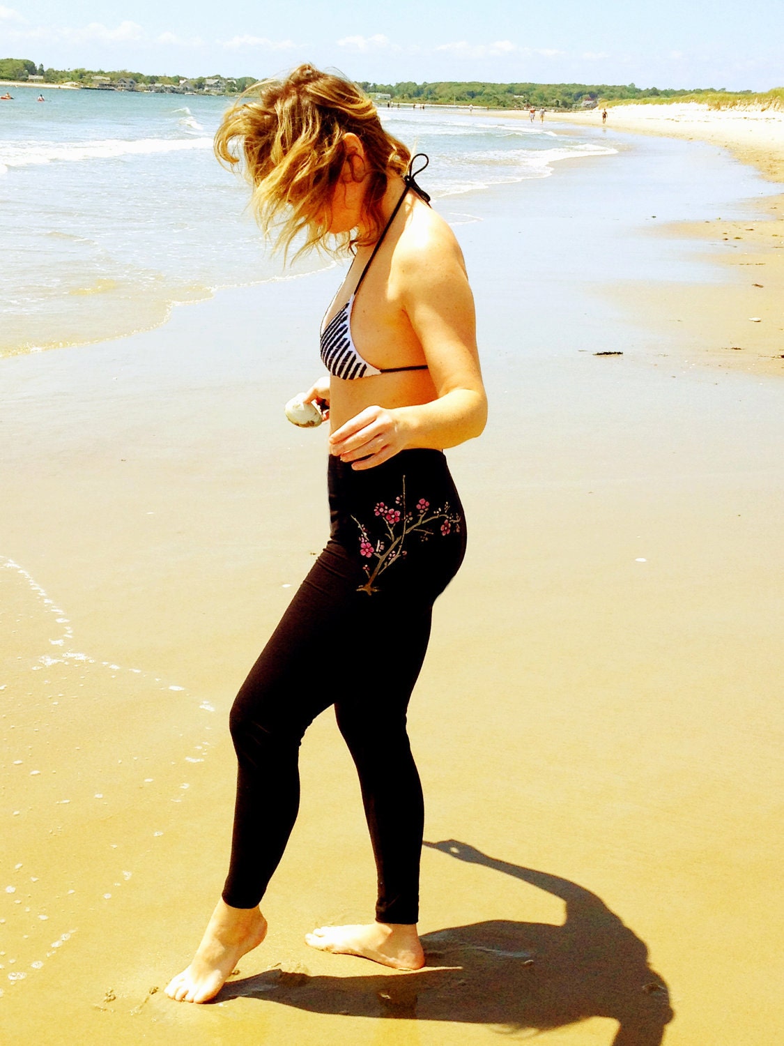 Cherry Blossom Black Leggings