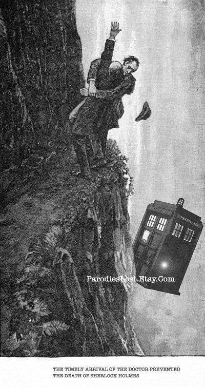 Doctor Who TARDIS POSTER SHERLOCK Holmes Reichenbach Falls Moriarty 13x19