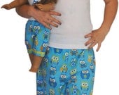 American Girl Matching Pajamas - Turquoise Owl Capris and White Tank
