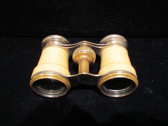 1880's Opera Glasses Chevalier Paris Antique Binoculars Theater Glasses Vintage Yellow Enamel Opera Glasses Optics Rare