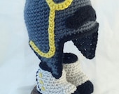 Gray Baby Hat with Earflaps, Moustache, Monocle and Matching Spats Booties