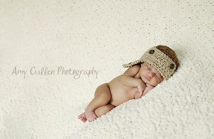 Baby Aviator Hat - Newborn Aviator Hat - Baby Hat - Photography Prop - By JoJo'sBootique