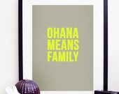 Disney Lilo & Stitch "Ohana Means Family" Poster Print A4 / 8x10
