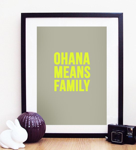 Disney Lilo & Stitch "Ohana Means Family" Poster Print A4 / 8x10