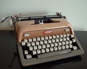 Vintage Manual Typewriter 1950s Royal Futura 800 Two Tone Steel Grey and Pink Salmon Eames Era Original Leather Case and Users Manual
