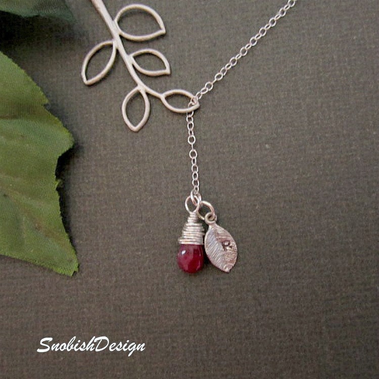 Personalized Initial Necklace, Custom Birthstone Necklace, Dainty Lariat Necklace, Mothers Necklace, Bridesmaid Gifts, Sister Necklace