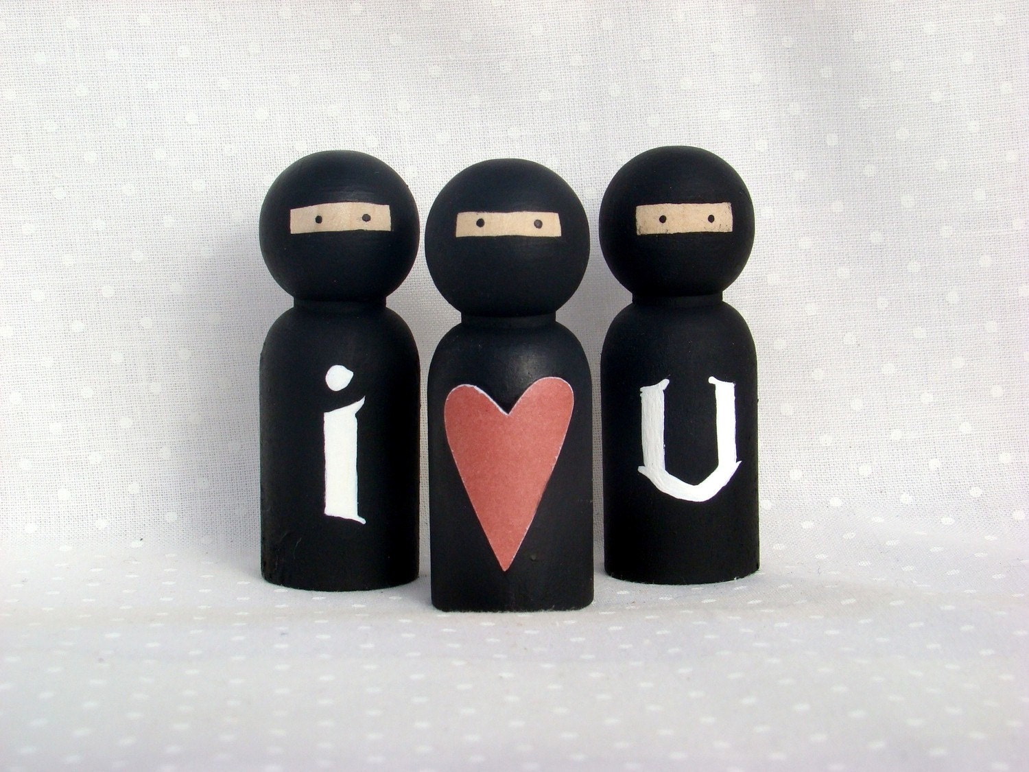 i heart you ninjas wood peg people