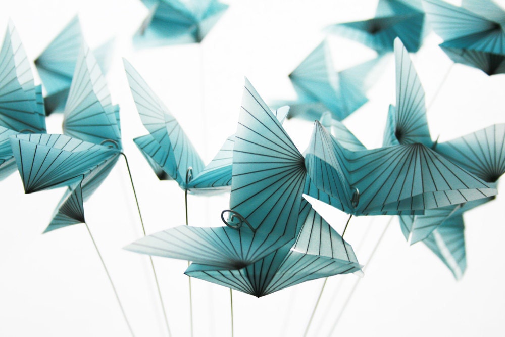 Blue Morpho Butterfly Bouquet - A Dozen Translucent Butterflies Fluttering, Paper Bouquet, Flower Bouquet