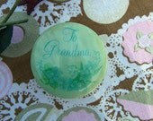 Vintage 60's "To Grandma"  Alabaster Hand Carved Trinket Bowl  Made in Italy