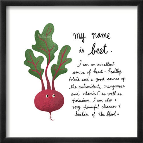Ms. Beet - Vegetable art Print,  Square print
