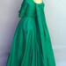 Vintage 1960s Dress - Marie Antoinette - Kelly Green Silk Ball Gown with Watteu Train