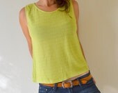 Cropped Knit Tank. Lime Green. Vintage Early 90s. Small / Medium