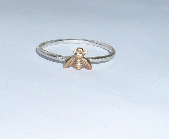 Little Bee- Sterling Silver and Brass -Stacking Ring