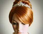 CORINNE, Victorian Bridal Tiara, Vintage Style Wedding Tiara, SWAROVSKI Rhinestone and Pearl Bridal Crown, Flower Wedding Hair Accessories