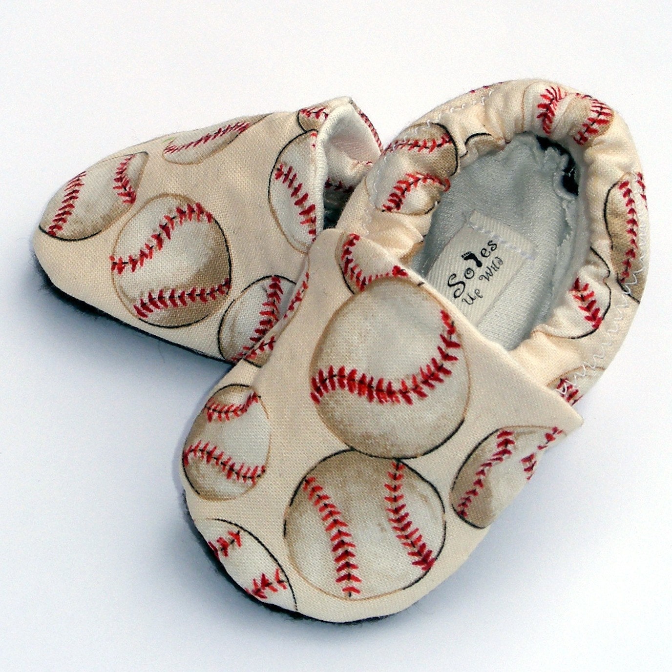 Baseball Baby Boy or Girl Shoes- Little Slugger Crib Shoes- Handmade with Organic lining- Size O 3 6 12  months- Baby Clothes