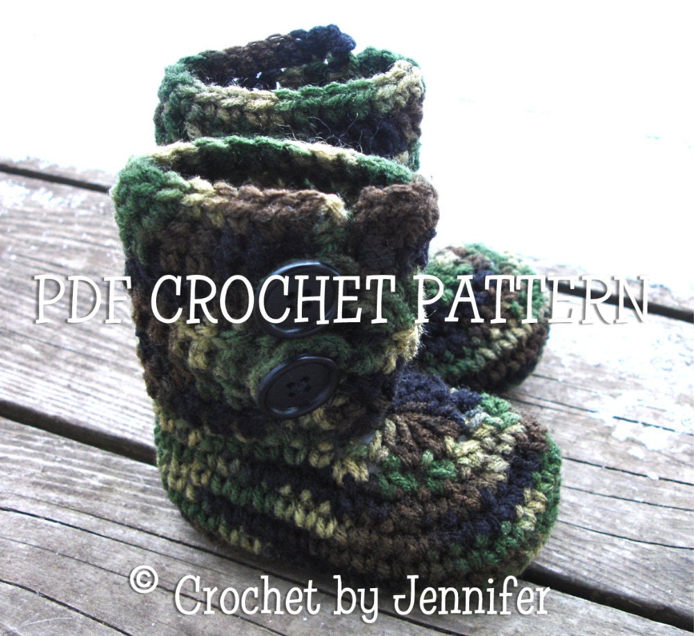 Crochet Pattern for Button Loop Booties - Baby Booties Slippers in 3 sizes - Welcome to sell finished items