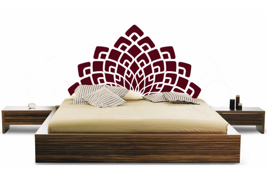 Modern Headboard Vinyl Wall DECAL- Twin Double Full Queen King BED- sticker art, room, home decor