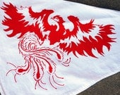 Red Phoenix Screen Print White Bandana
