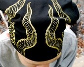 Dragon Horns Bandana - Gold & Black - Screen Printed