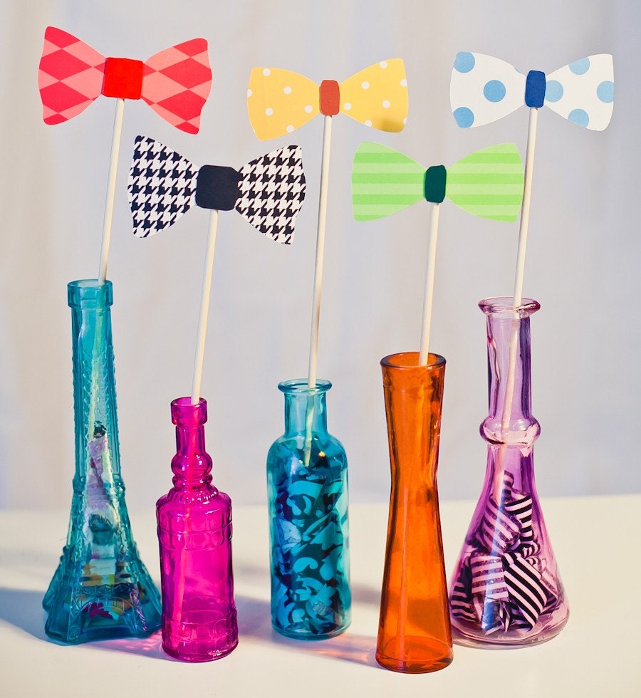Bowties on a Stick - Set of 5 Photo Booth Props
