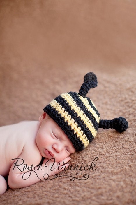 Bee Beanie Crochet Baby Boy Hat Newborn Photography Prop