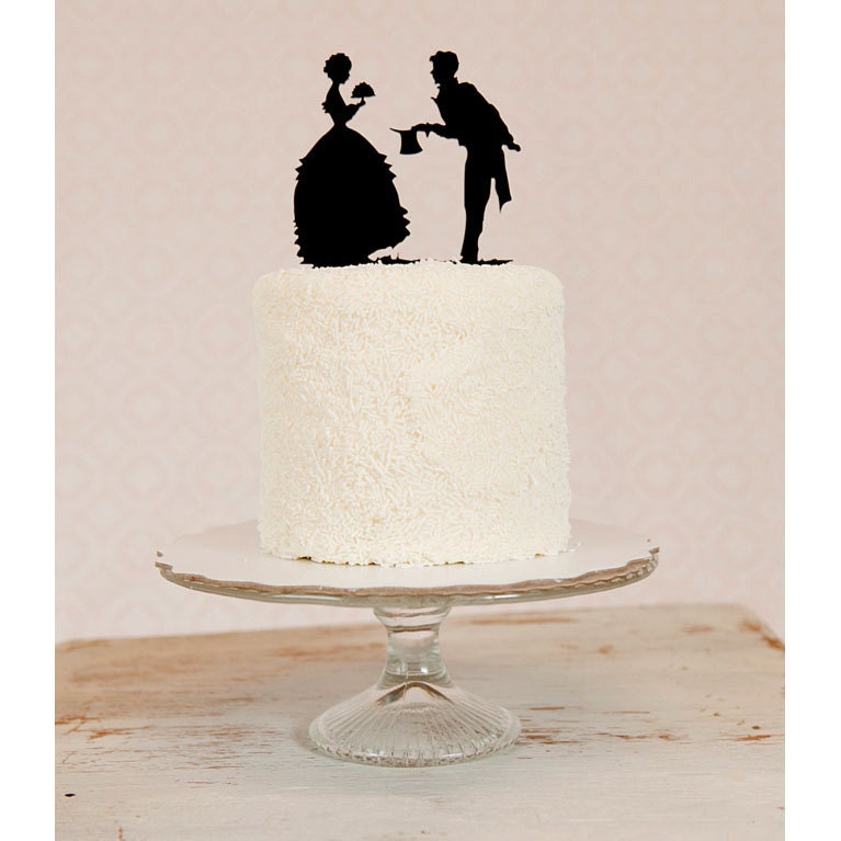Silhouette Wedding Cake Topper - Vintage Inspired
