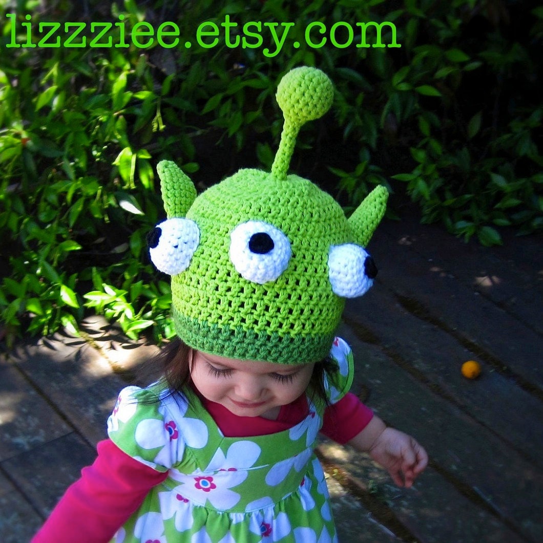 Little Green Monster Hat Crochet Pattern PDF - fun hat includes instructions for beanie, earflap, braids - Instant Digital Download