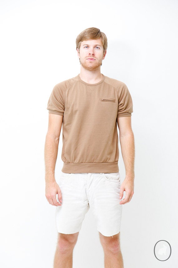 Mens Brown Short Sleeve Indie Sweatshirt TShirt - Mens Sportswear - Medium