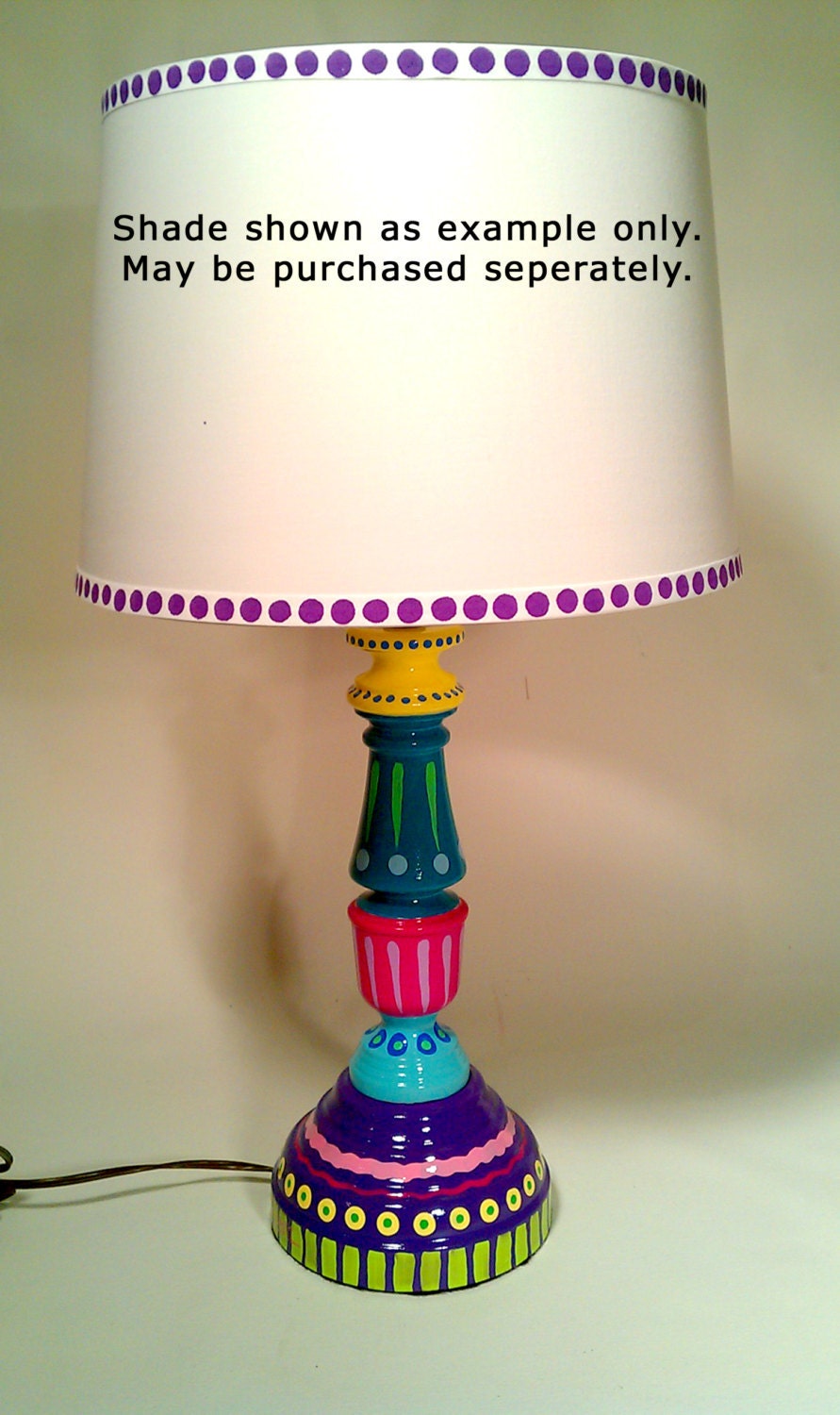 Hand Painted Table Lamp 006- Fun Funky Whimsical and Crazy