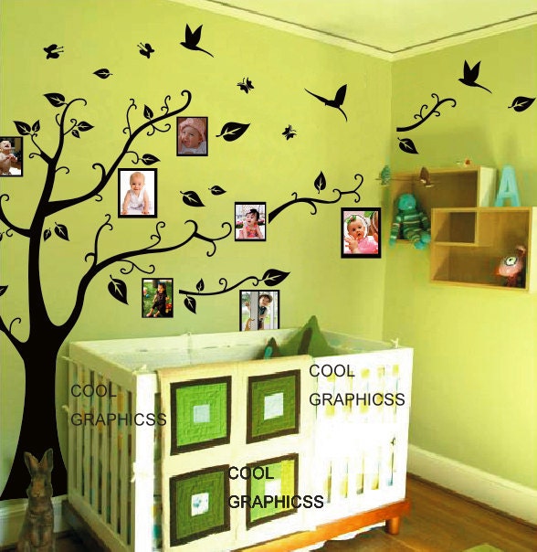 wall decal children wall decal office vinyl wall sticker wall decal bedroom Art Wall Hanging Mural -Tree with picture frames