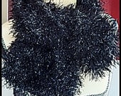NAUGHTY NOIR hand-knitted black faux fur luxury neck-warmer scarf - New Year's Eve