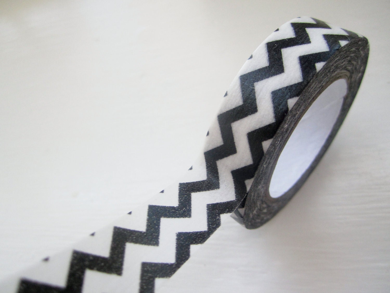 Washi Tape Roll in Black and White Zig Zag