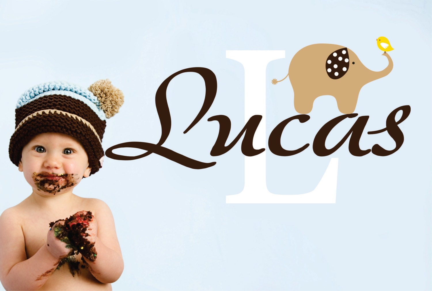 Elephant Wall Decal - Boys Name Decal - Nursery Decor - Elephant Decor -Personalized Decal
