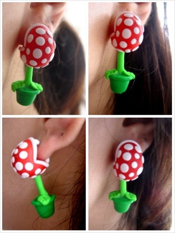 Super Mario Piranha Plant Chomper Earrings