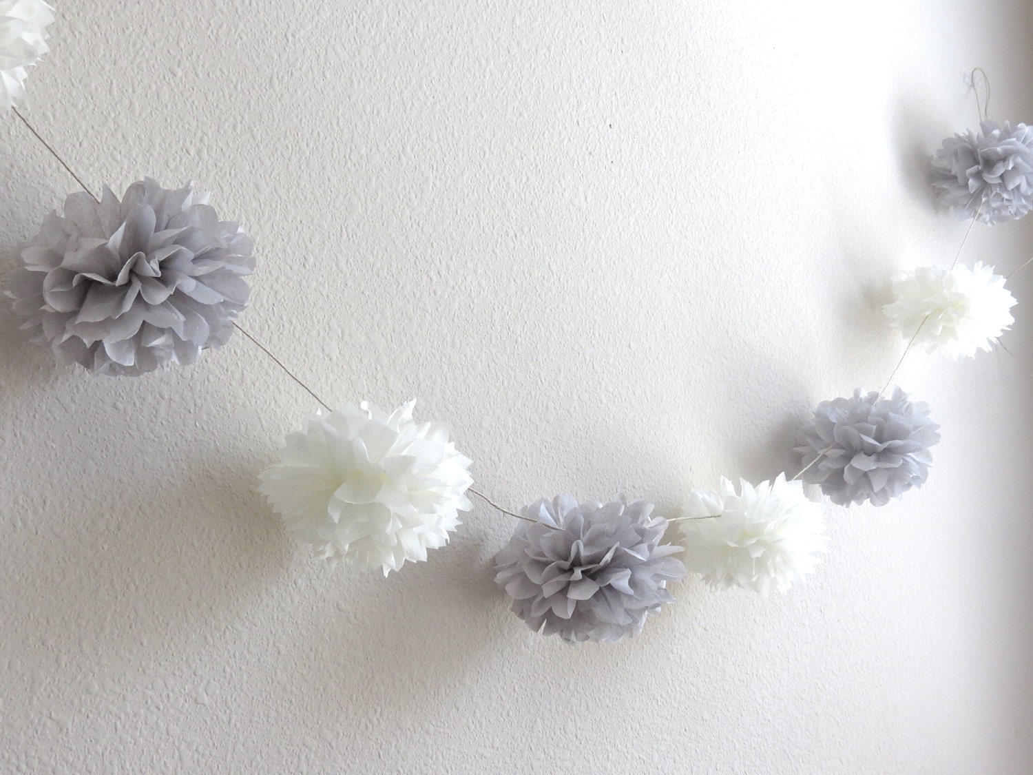 Custom Paper Pom-Pom Garland, Banner, Photo Prop - Your Choice of Colors