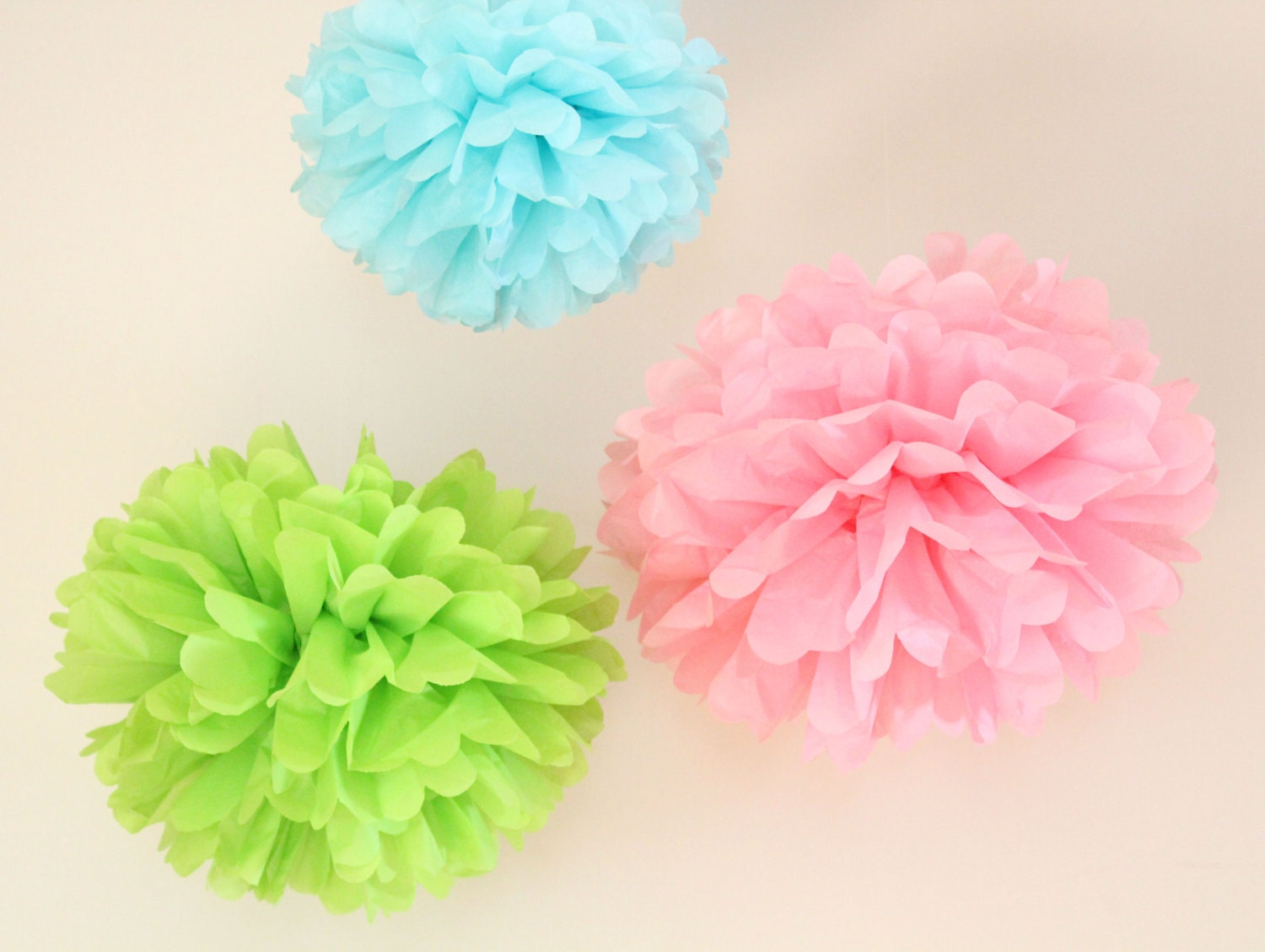 Tissue Paper Poms. Baby Shower Decorations. 3 Hanging Poms Plus 3 Flowers. ANY COLORS Il_170x135