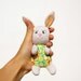 Pastel Bunny / Pocket Pal / Softie / Plush / Soft baby Toy / Rabbit / Spring / White ,green ,gray , fun for kids ,easter favor