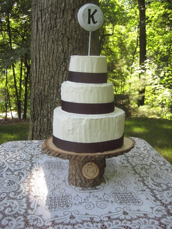 Rustic Wedding Cake Stand Personalized Wood by
